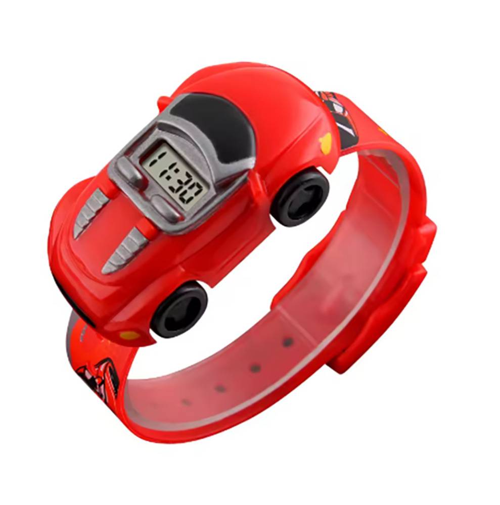 子供 腕時計 カラフル クリエイティブ 漫画 楽しい 車モード  日付 プレゼント 赤 