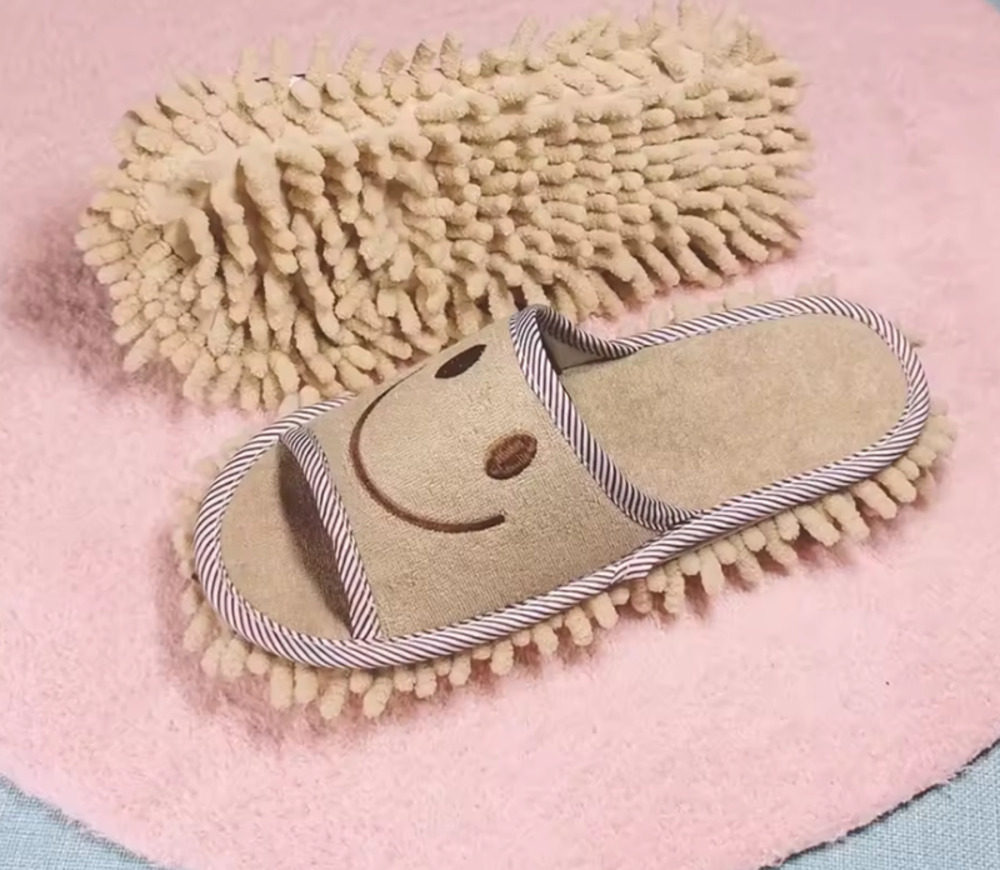 モップスリッパ おそうじスリッパ モップシューズ 可愛い 洗える ルームシューズ   ベージュ