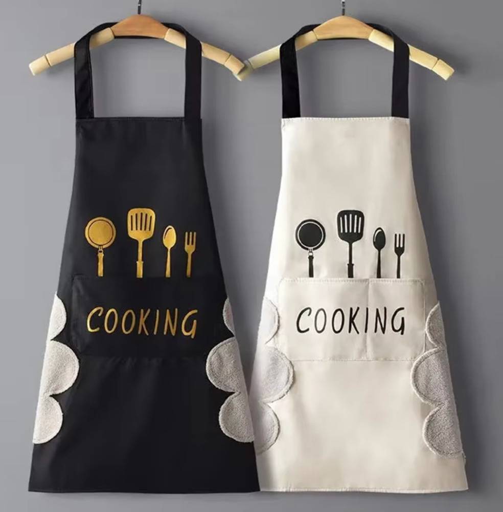 エプロン おしゃれ 防水 耐油性 キッチン 2枚セット 便利 収納 作業着 夏用 薄手 料理 黒白