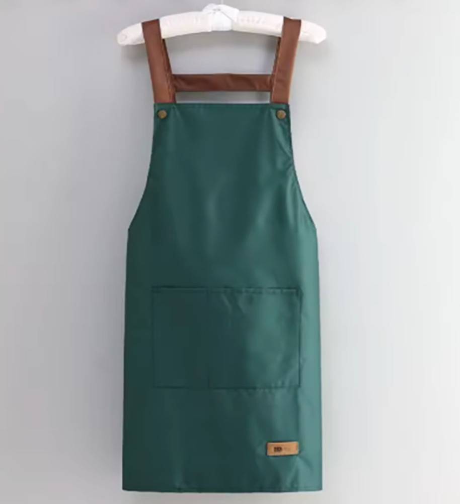 エプロン キッチン ワーク 収納 作業着 夏用 薄手 ダイニング 料理 バーベキュー 調節可能  深緑