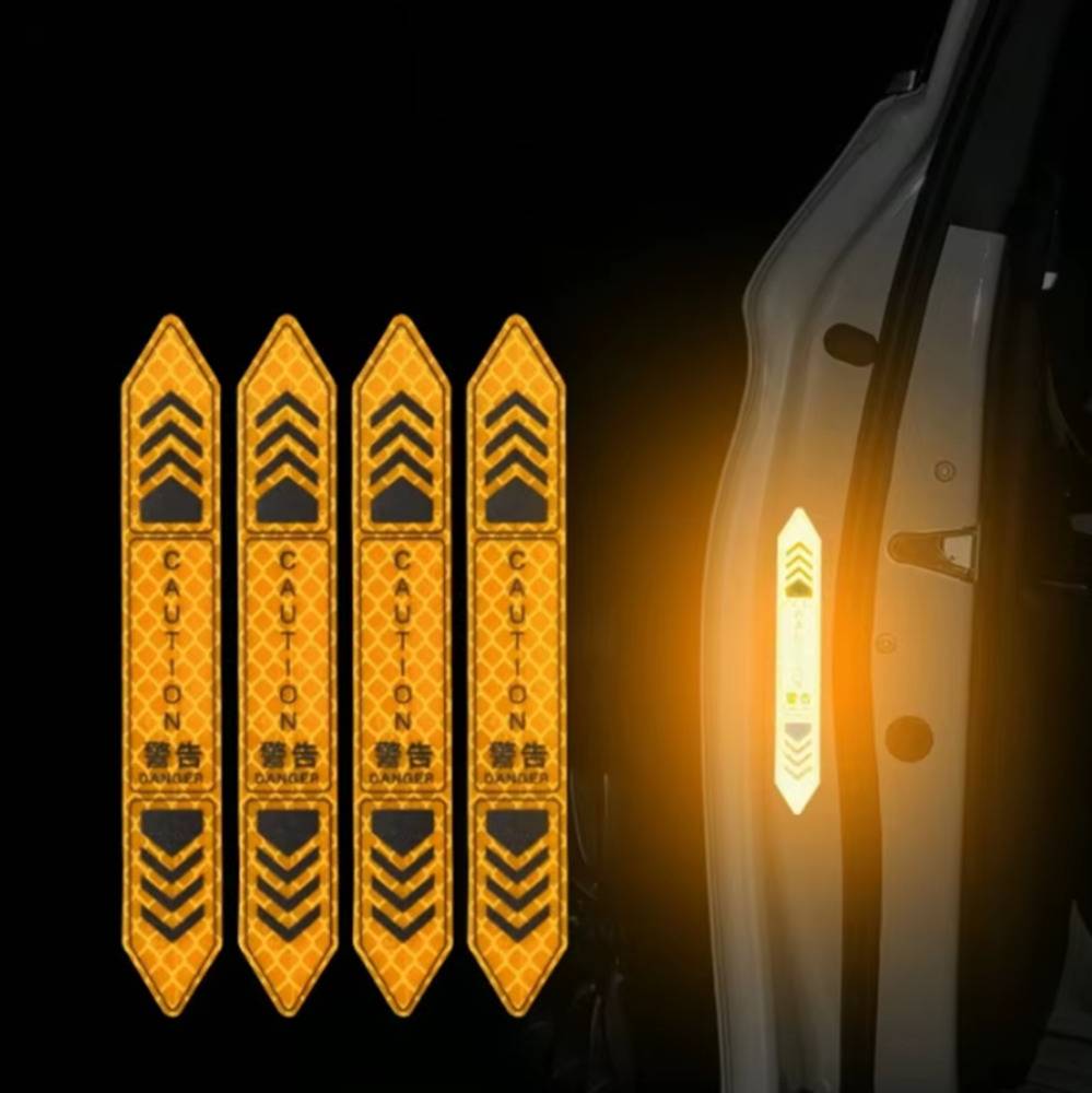 カーステッカー 車反射 ステッカー カー ドア OPEN 開口部 警告 リフレクター テープ デカー  オレンジ