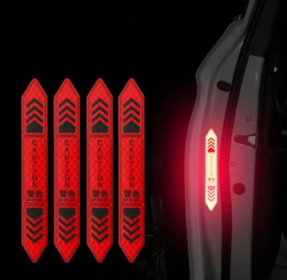 カーステッカー 車反射 ステッカー カー ドア OPEN 開口部 警告 リフレクター テープ デカール カーアクセサリ  赤