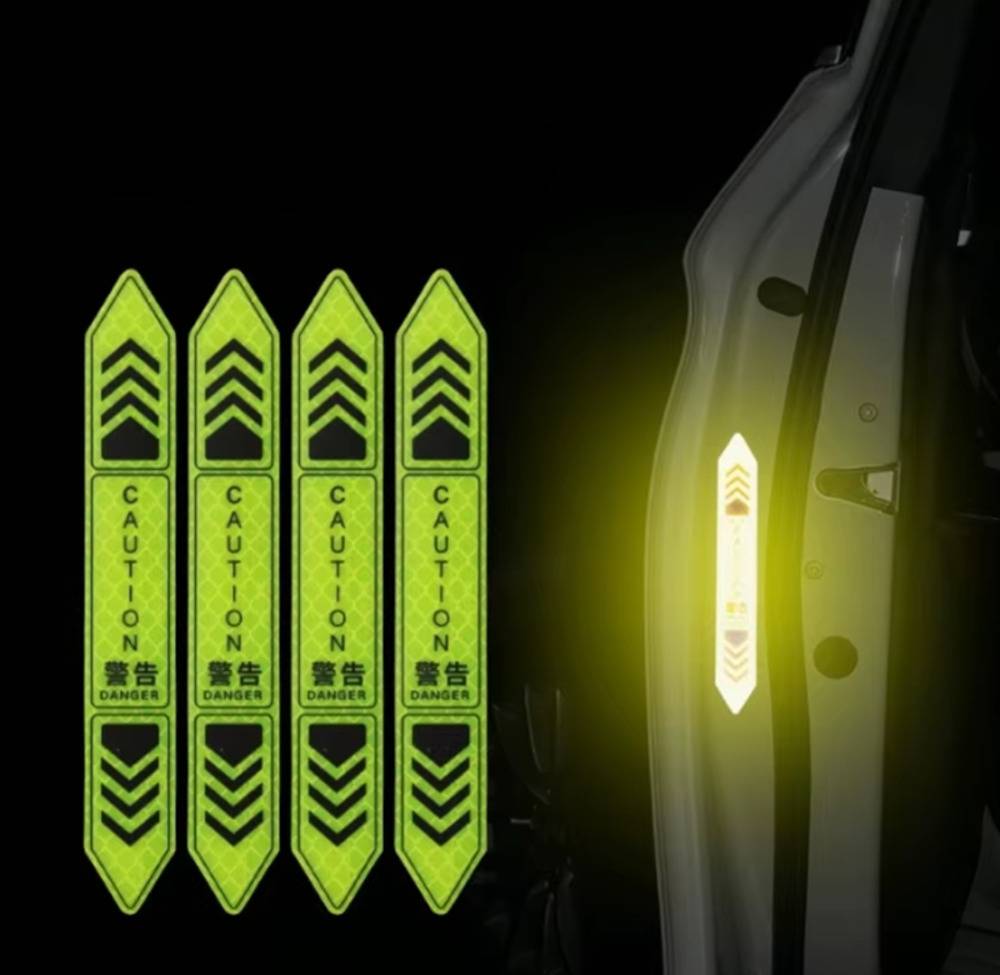 カーステッカー 車反射 ステッカー カー ドア OPEN 開口部 警告 リフレクター テープ デカー  イエロー