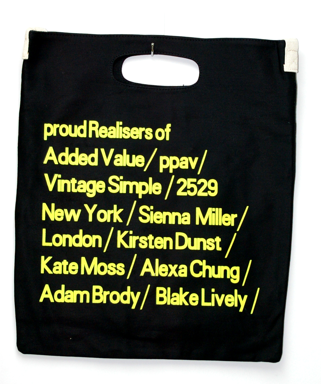 ショルダー 手提げ 両用 キャンバス バッグ エコバッグ 英字テキスト柄 デニム  黒-黄文字