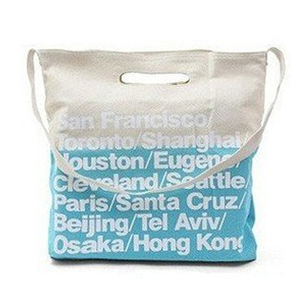 ショルダー 手提げ 両用 キャンバス バッグ アメアパ オフホワイト ブルー