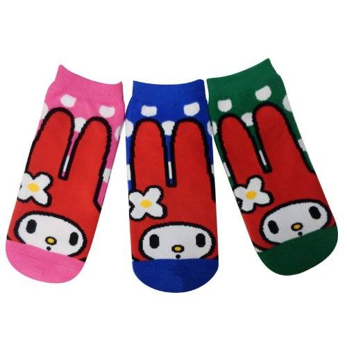 マイメロディ 靴下 キャラックス 3Pセット ドット ピンク/ブルー/グリーン  
