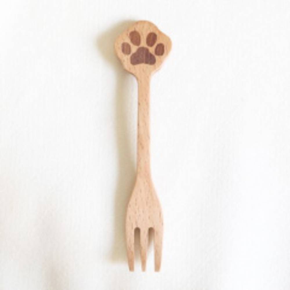 木製 ねこ フォーク カトラリー 肉球 インドネシア製 ネコモチーフ にくきゅう Mioシリー  肉球