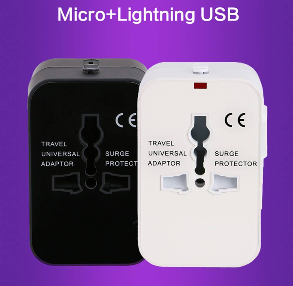 海外変換プフグ 変換アダプター コンセント 100-250V USBポート付き 世  ブラック