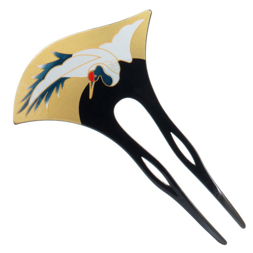 かんざし 鶴 バチ型 和装 髪飾り 二本差し 簪 レディース 結婚式 礼装用 着物 和服 パーティー つる|｜緑