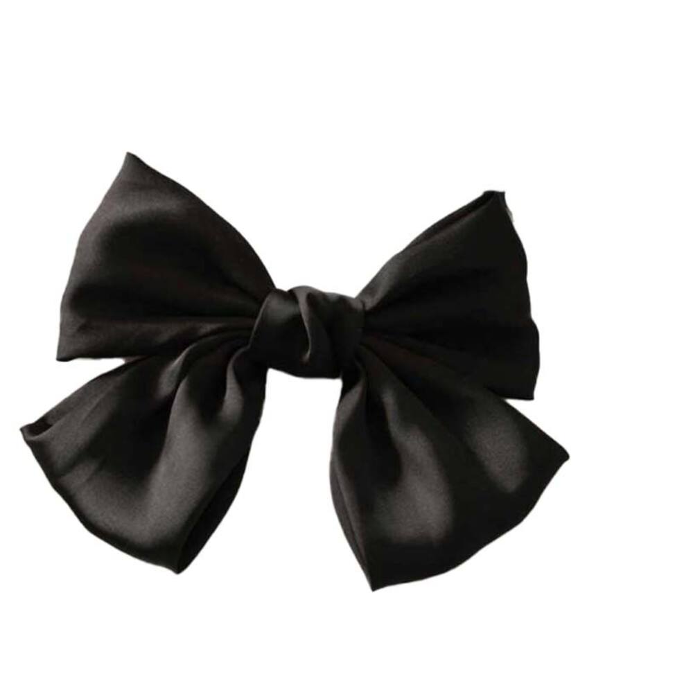 Hair clip, big ribbon, handmade hair accessory, hair ornament, hair tie.｜Black - 画像4