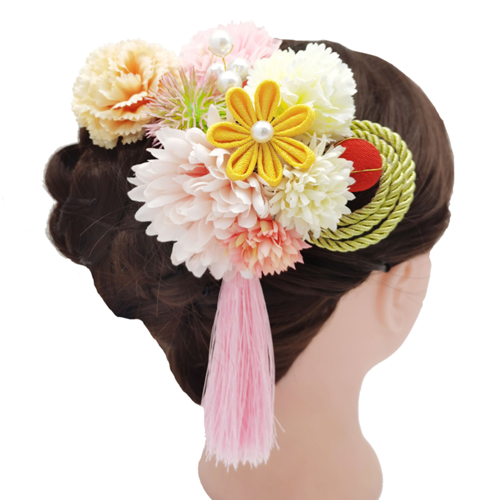 髪飾り パール 3点セット 卒業式 着物 成人式 タッセル 豪華 お正月 ヘアアクセサリ  ピンク