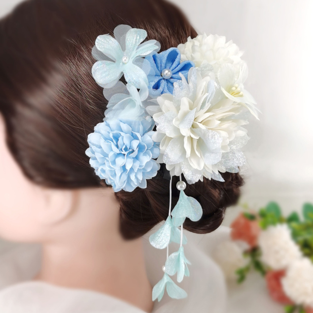 レディース 花 卒業式 入学式 4点セット 着物 成人式 ヘアアクセサリー 浴衣 初詣 髪飾り 袴  