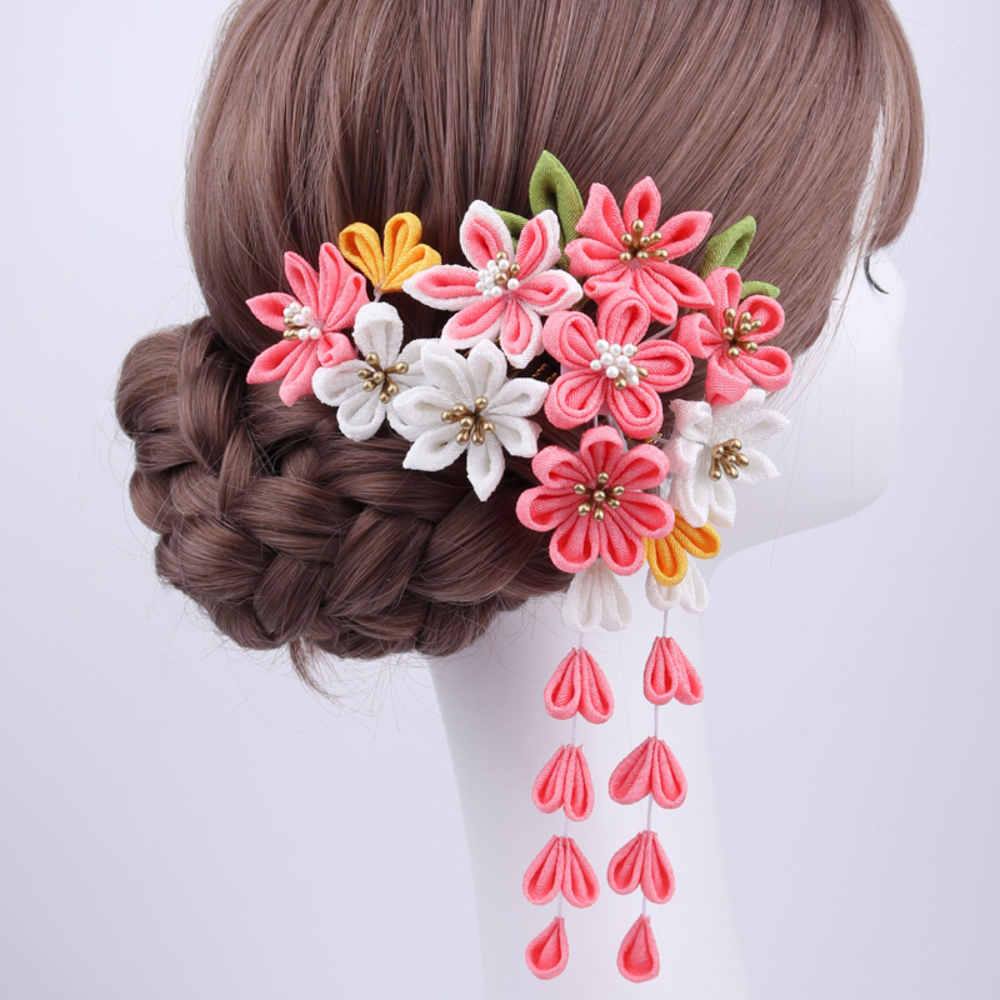 振袖 髪飾り 梅 藤 可愛い かんざし  ヘアアクセサリー 2点セット 成人式 入学式   ピンク