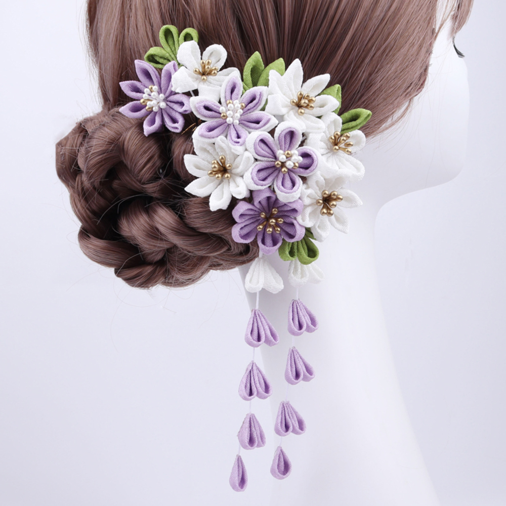 振袖 髪飾り 梅 藤 ヘアアクセサリー  かんざし 可愛い 2点セット 成人式 入学式 紫