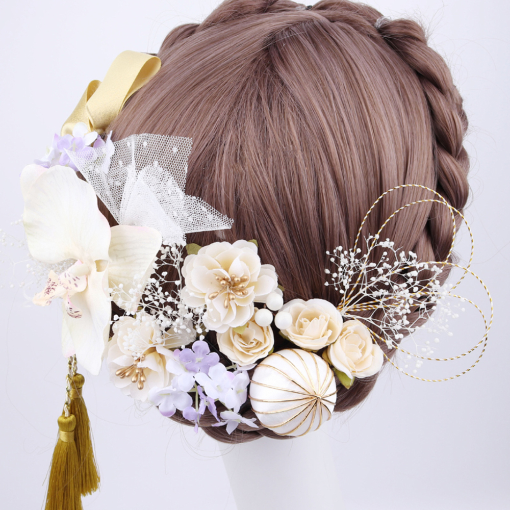 髪飾り 振袖 成人式 結婚式 卒業式 入学式 着物 お正月 ヘアアクセサリー 浴衣 水引き 紫