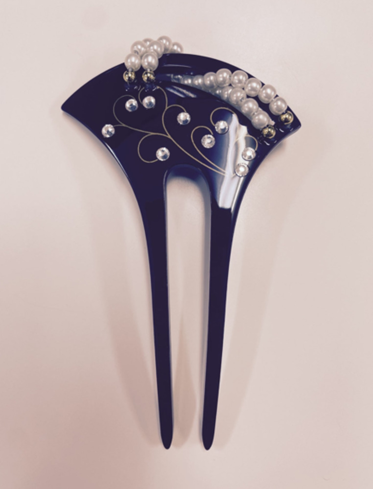 髪飾り かんざし 和装 パール 二本差し かわいい 簪 バチ型 レディ  黒ビーズなし｜黒ビーズなし