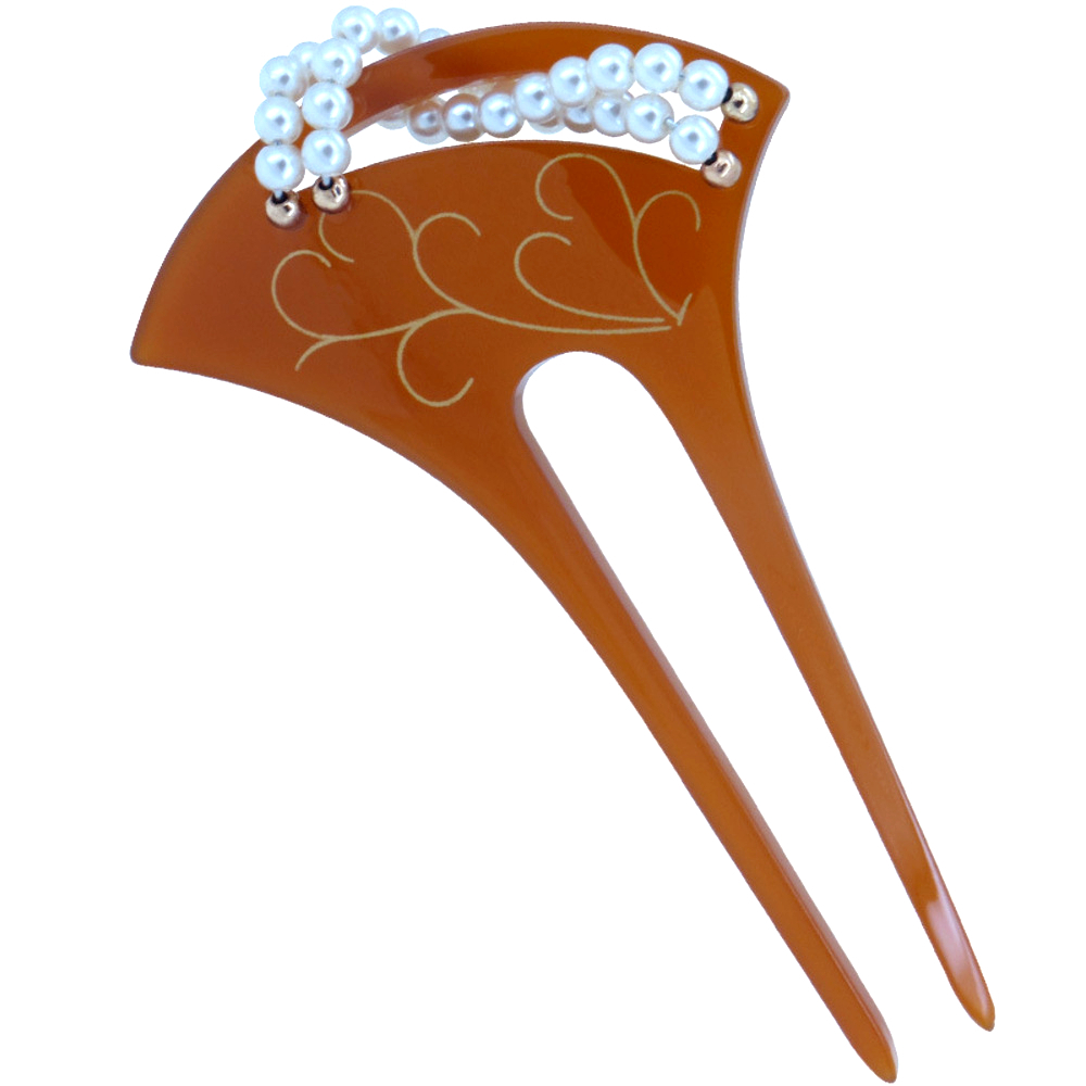 レディース かわいい パール 着物用 ギフト 和装 髪飾り アクセサリー かんざし  茶色｜茶色