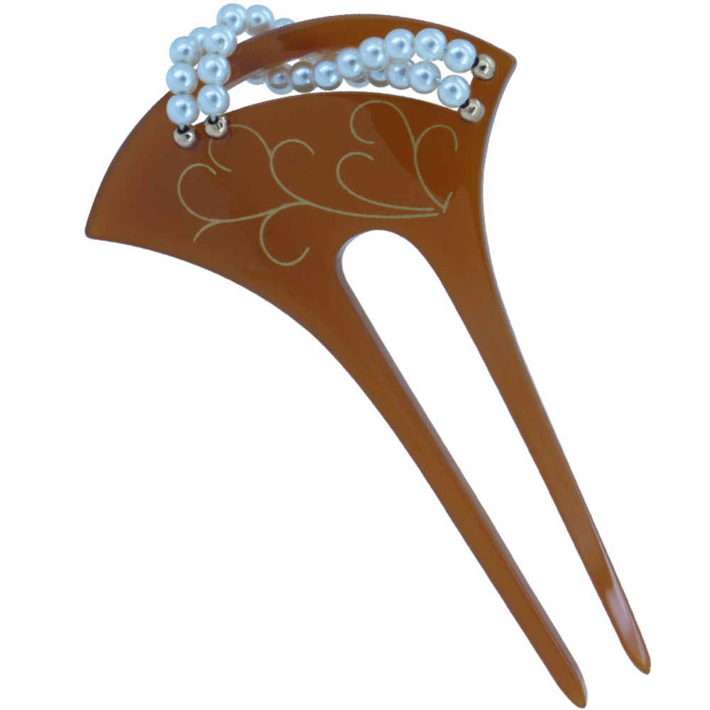 レディース かわいい パール 着物用 ギフト 和装 髪飾り アクセサリー かんざし  茶色｜茶色