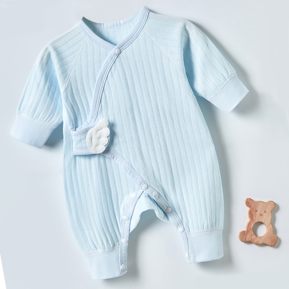ベビーロンパース プレゼント ギフト 女の子 出産祝い コットン100% 男の  ブルー-66cm