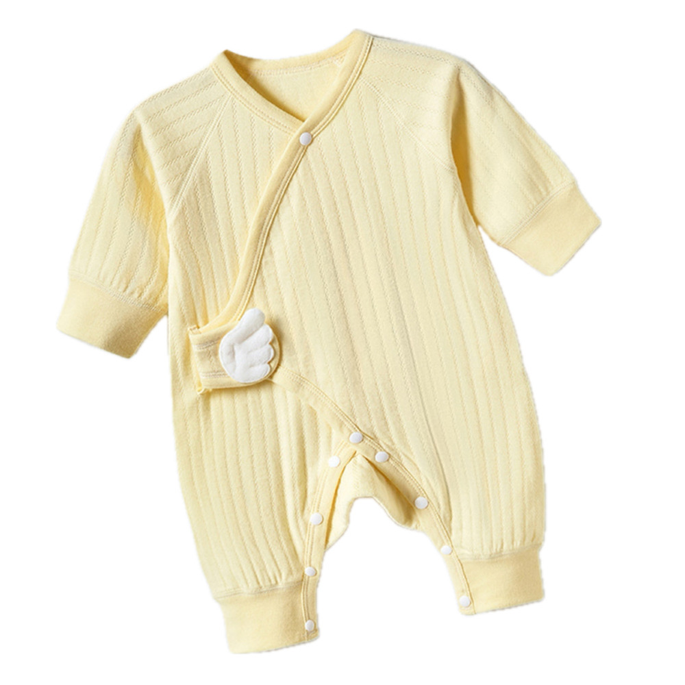 ロンパース ベビー服 天使 女の子 コットン100% 男の子 赤ちゃん 新生児 プレゼント 出産祝い｜イエロー-60cm