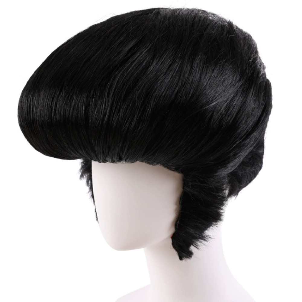 リーゼント ウィッグ メガネ セット ロカビリー ロック ヤンキー コスプレ 黒 ブラック