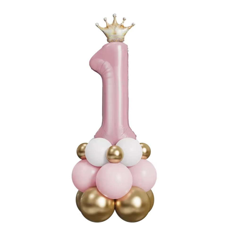 バルーンセット 誕生日 バーステデー 飾りつけ 王冠 1歳 数字 女の子 男の子 子供  赤ちゃん ピンク