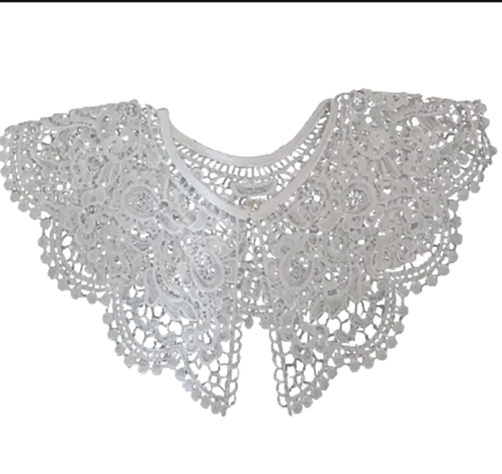 レース 付け襟 リボン 取り外し フェイクカラー 偽襟 レイヤード 重ね着 フリル 春秋冬 アレンジ｜002