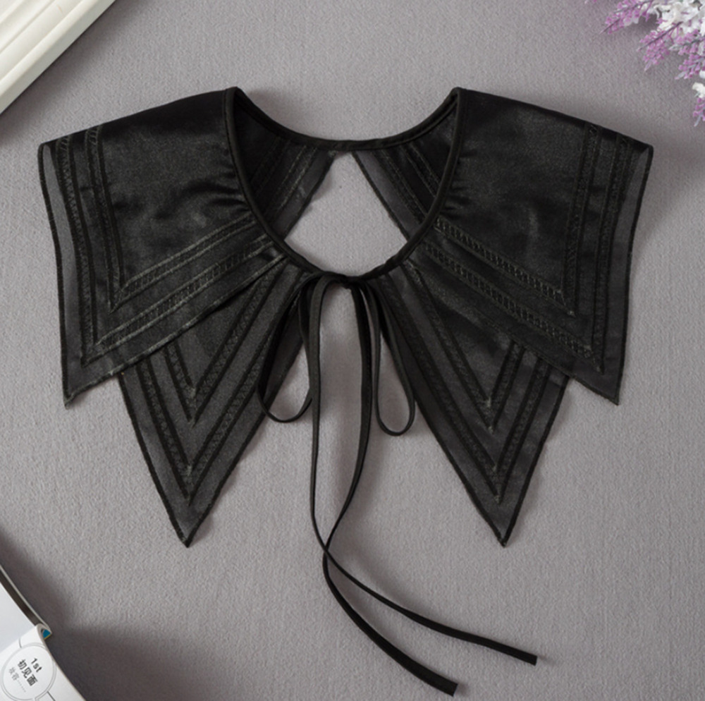 付け襟 シースルー レース リボン 地雷系 かわいい レディース フェイクカラー レイヤード 重ね着 Yシャツ 003