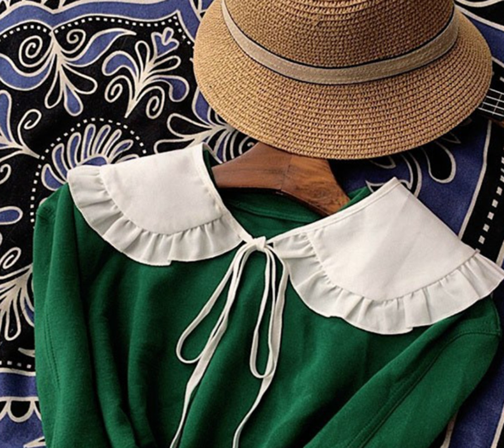 レディース ファッション かわいい 付け襟 フリル カラー リボン 取り外し可能 偽襟 レイヤード   009