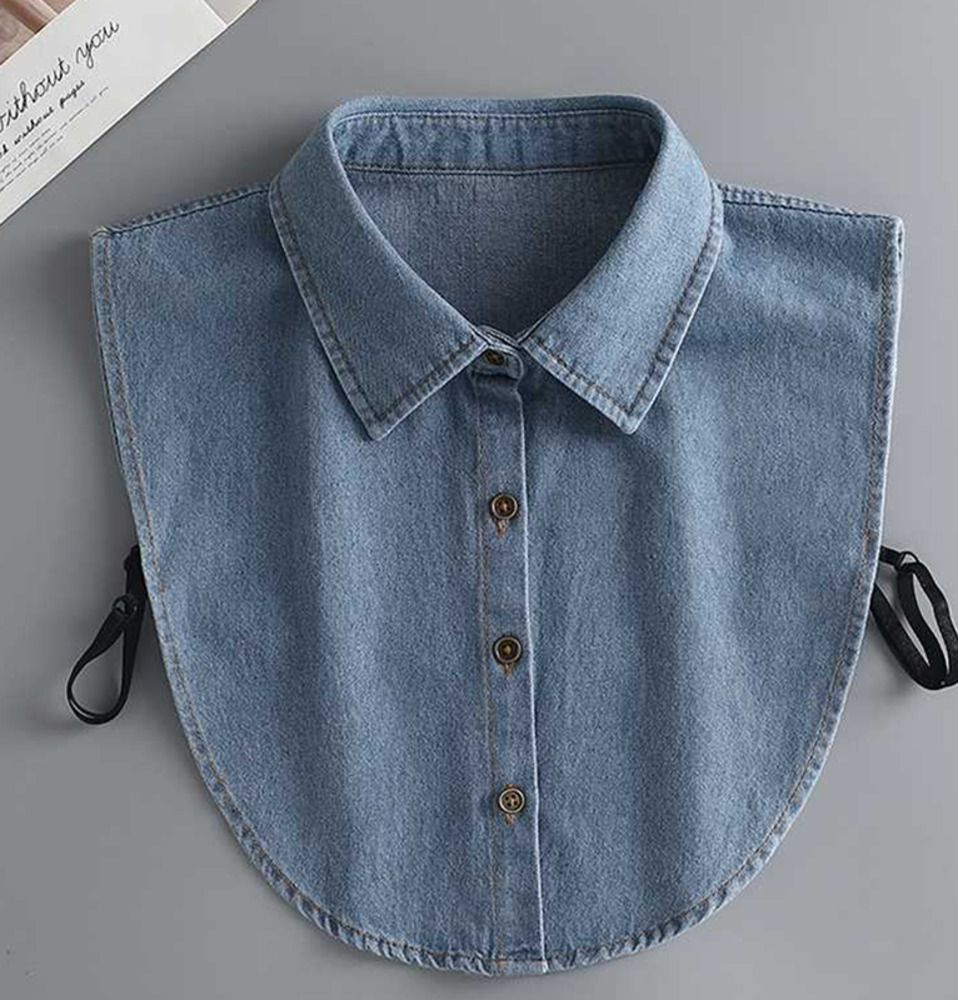 レディース つけ襟  シャツ 小物 ブラウス フェイクカラー デニム おしゃれ ライトブルー