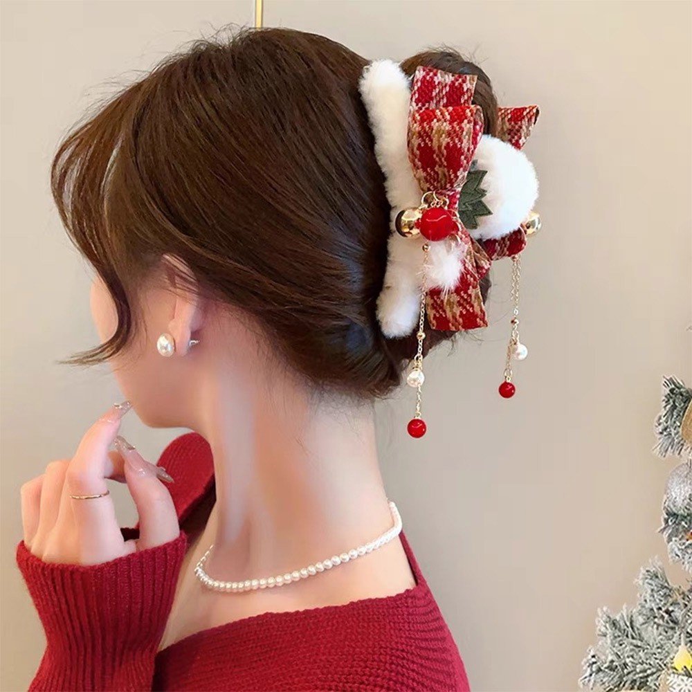 クリスマス モチーフ ヘアクリップ プレゼント 女性 ヘアアレンジ ヘアピン おしゃれ レッド