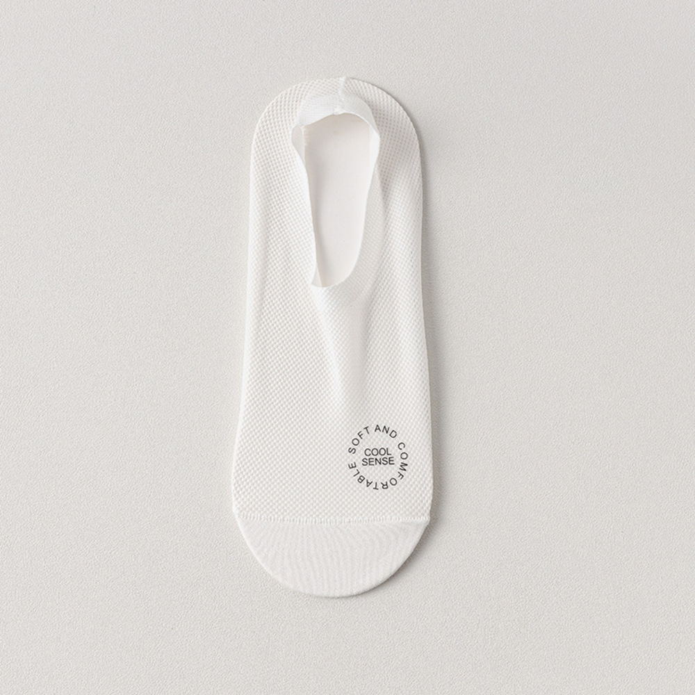 メンズ靴下 ショートソックス 3足セット 夏用 メッシュ 冷感 滑り止め かかとな  ホワイト