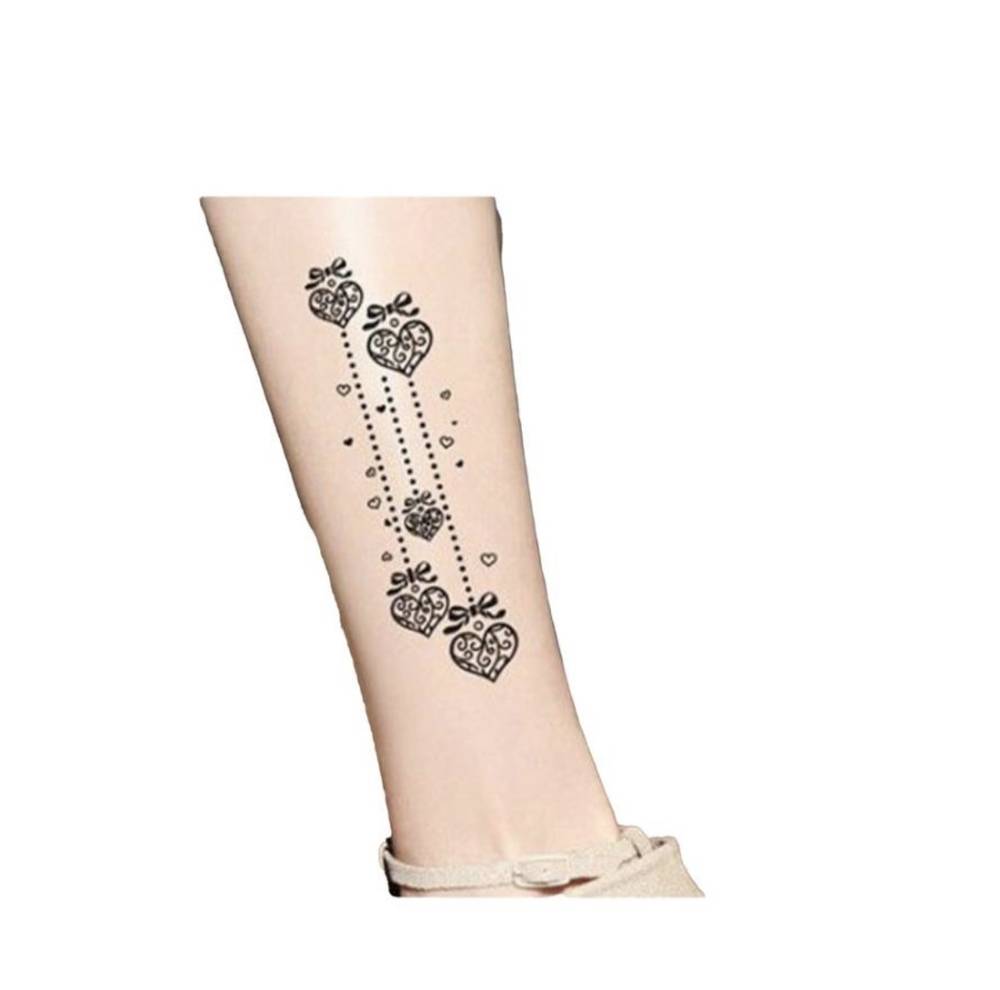 タトゥー タイツ ベージュ ストッキング ハート 地雷系 病み系 ゴスロリ かわいい おしゃれ ブラック - 画像1