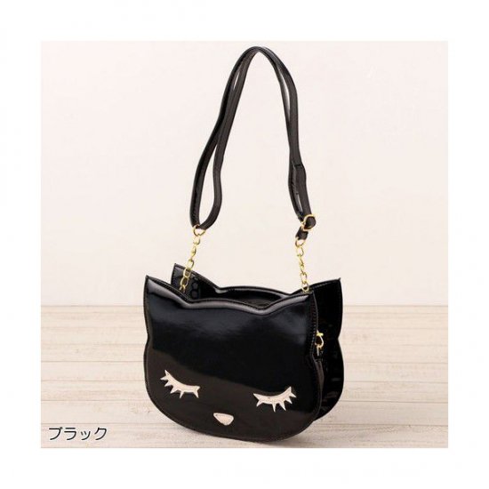Black cat bag, waterproof pouch, shoulder bag, accessories, women's, lightweight, cute, stylish, student, black｜Black - 画像2