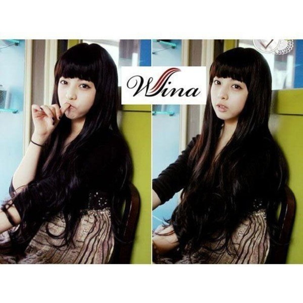 レディース ウィッグ ロング 編み込み 前髪ぱっつん コスプレ 可愛い ライトブラウン パーティー｜ライトブラウン - 画像2