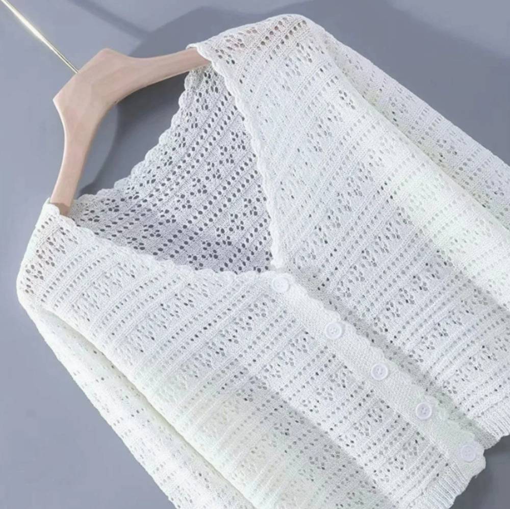 羽織り 薄手 カーディガン 夏 通勤 通学 日焼け防止 韓国風 おしゃれ 通気性 長袖 アウター｜ホワイト