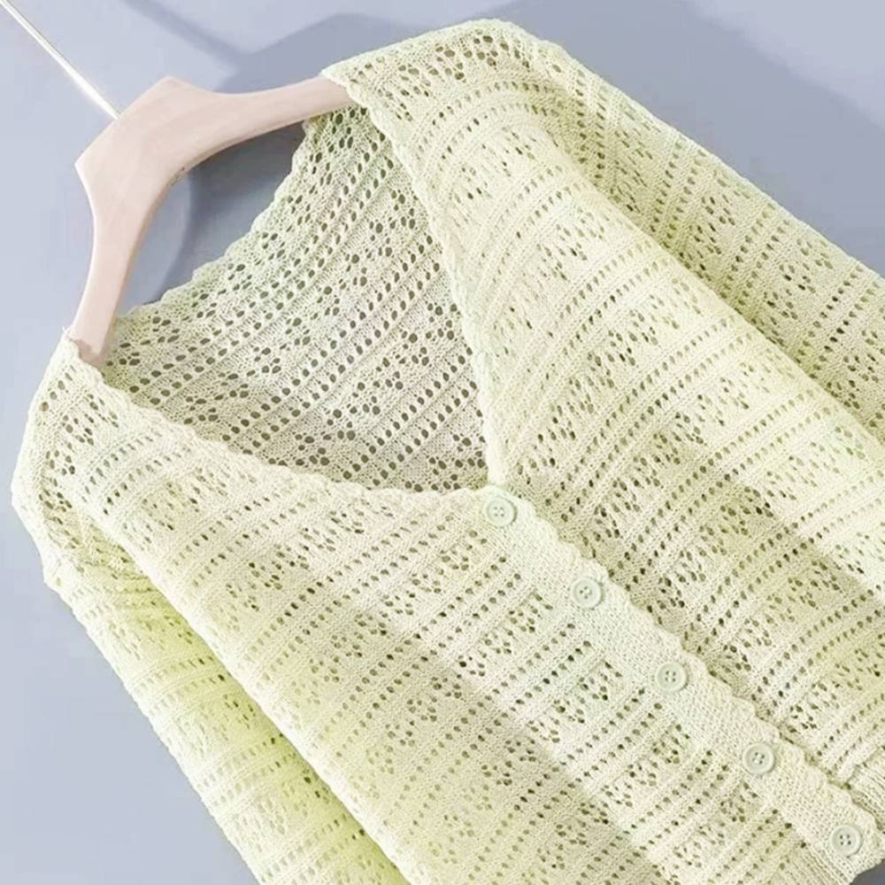 羽織り 薄手 カーディガン 夏 通勤 通学 日焼け防止 韓国風 おしゃれ 通気性 長袖 アウター｜イエロー - 画像1