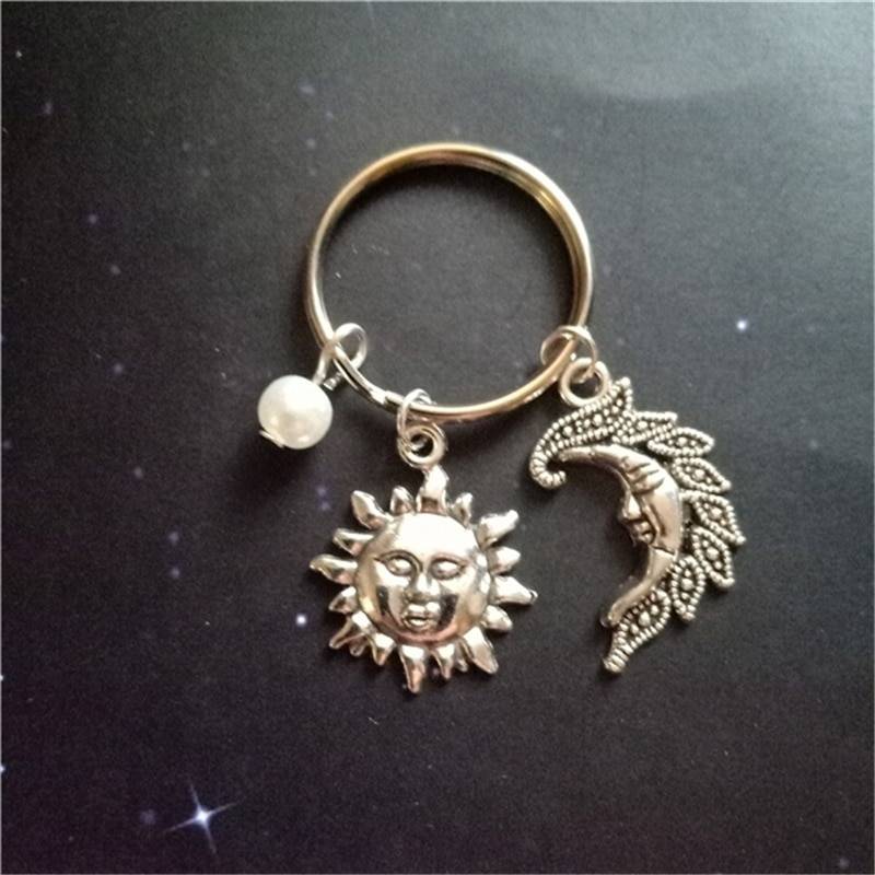 太陽と月のキーリングキーホルダー ジッパープルボヘミアジュエリーギフト 月のキーホルダー パールキーホルダー|キーホルダー| 
