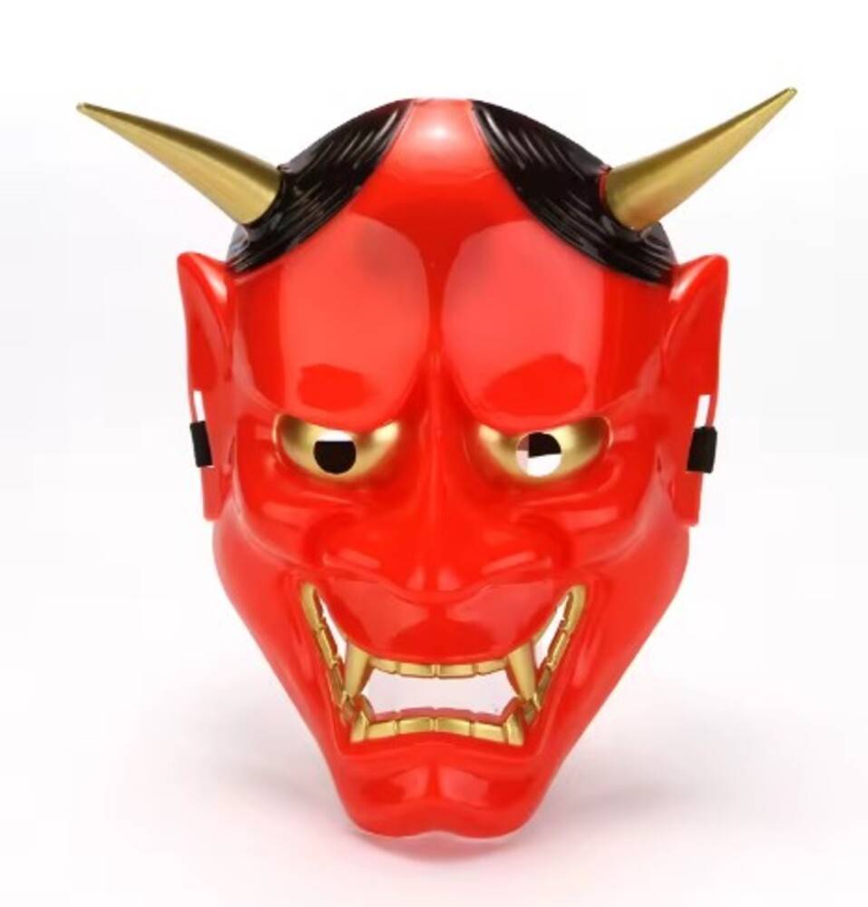 般若 お面 マスク 仮面 鬼 お化け コスプレ ハロウィーン 仮装 パーティ 和風 レッド