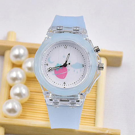 Kids Watch, Glowing, Rechargeable, Strap, Planet, Children's Watch, Cute, Colorful, Waterproof, Everyday Use, Analog｜Light blue - 画像3