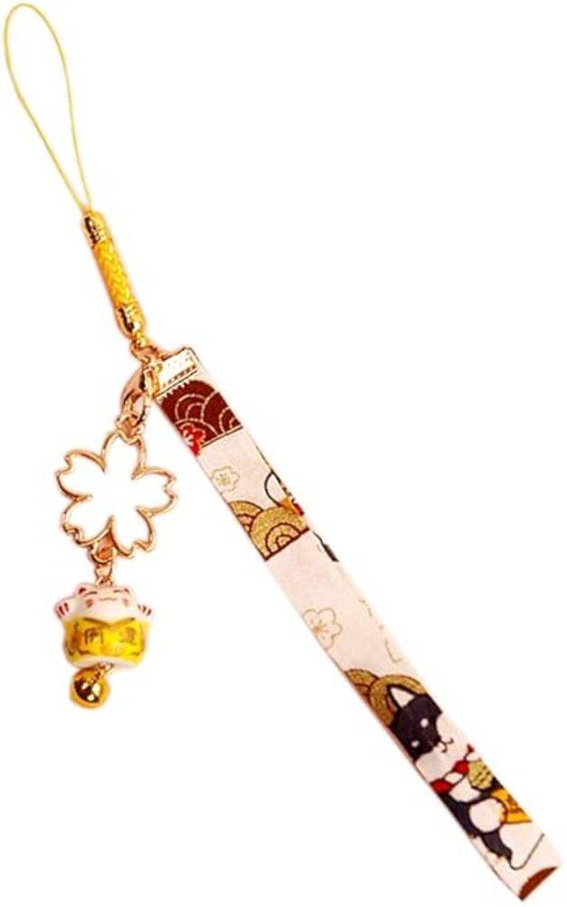 招き猫 スマートフォンストラップ iPhoneストラップ さくら 和柄 桜 猫 キーホルダー お守り ギフト プレゼント| 黄