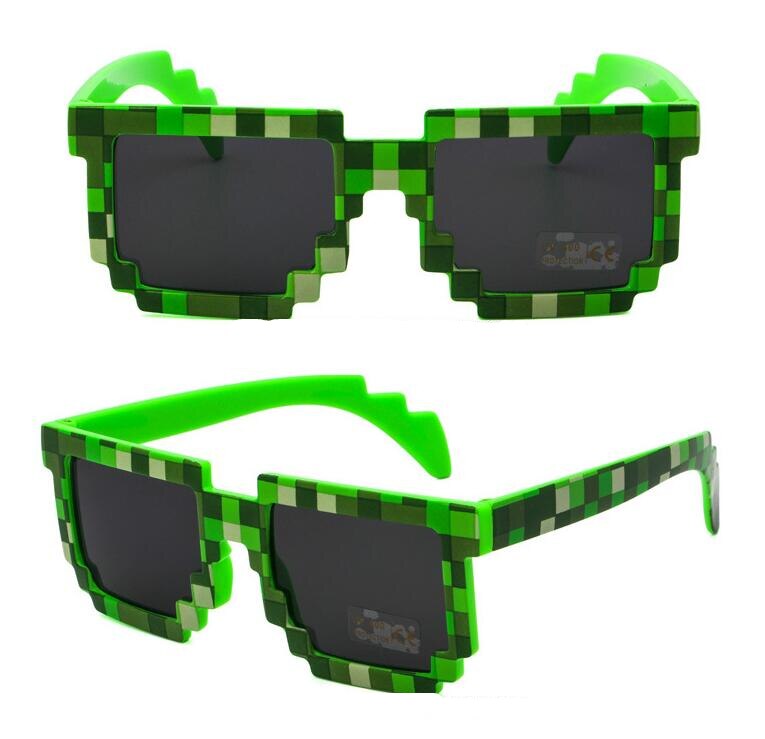Minecraft kids glasses game art, Minecraft mosaic, women's pixel glasses, square glasses｜Green - 画像2