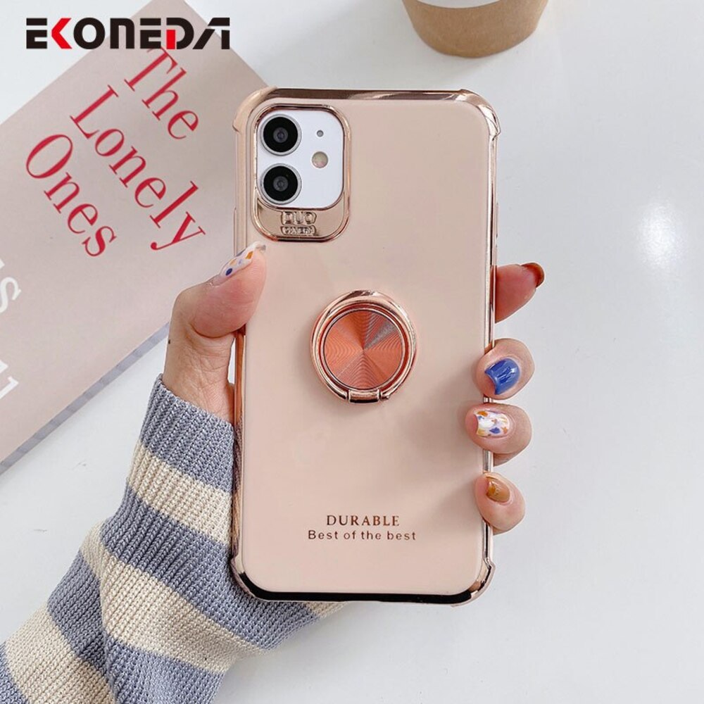 フィンガーリングスタンドケース iPhone X 用 高級メッキソフトスマホカバー スマ  ピンク｜ピンク - 画像2