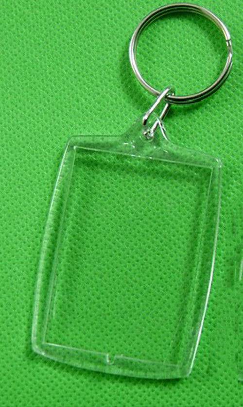 5個 キーホルダー DIY アクリル  フレーム 長方形 透明 ブランク インサート写真 額縁 スプリット 