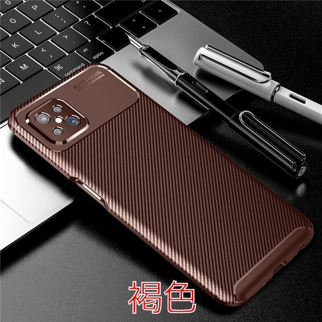 OPPO Reno 4Z case, soft silicone cover, carbon fiber, brown｜Brown - 画像2
