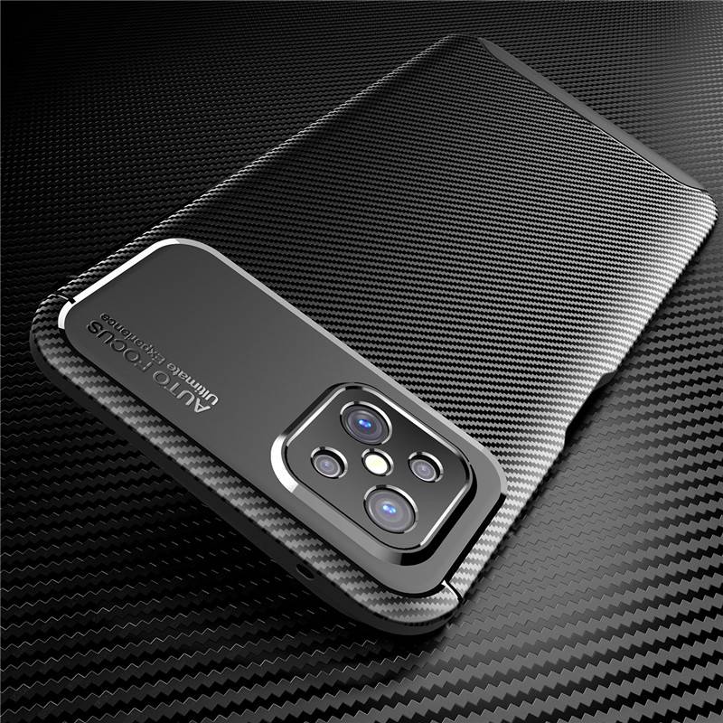 オッポ リノ OPPO Reno 4Z ケース ソフト シリコン カバー カーボン ファイバー  褐色