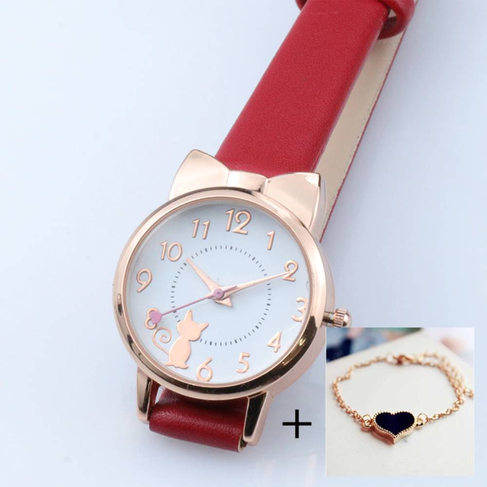 子供用腕時計 女の子 キッズウォッチ こども 猫耳 ネコ クォーツ プレゼント クリスマス