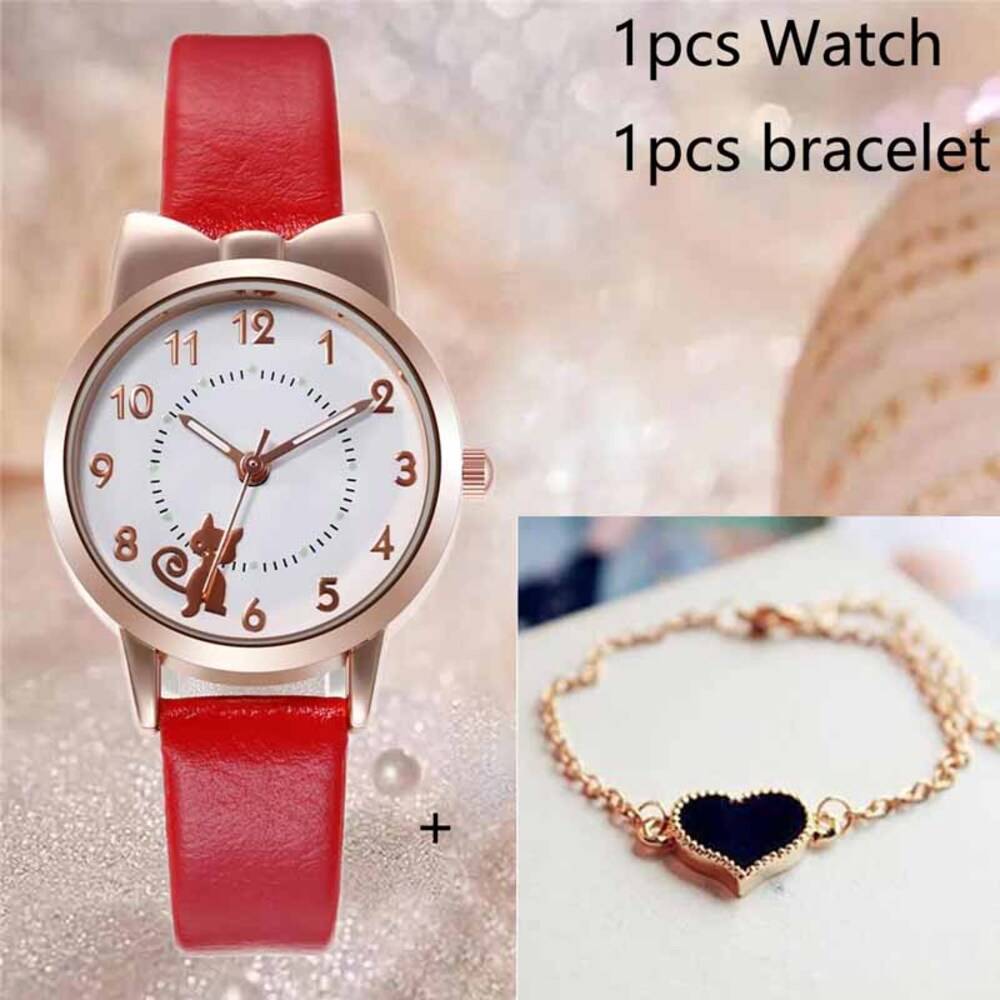 子供用腕時計 女の子 キッズウォッチ こども 猫耳 ネコ クォーツ プレゼント クリスマス