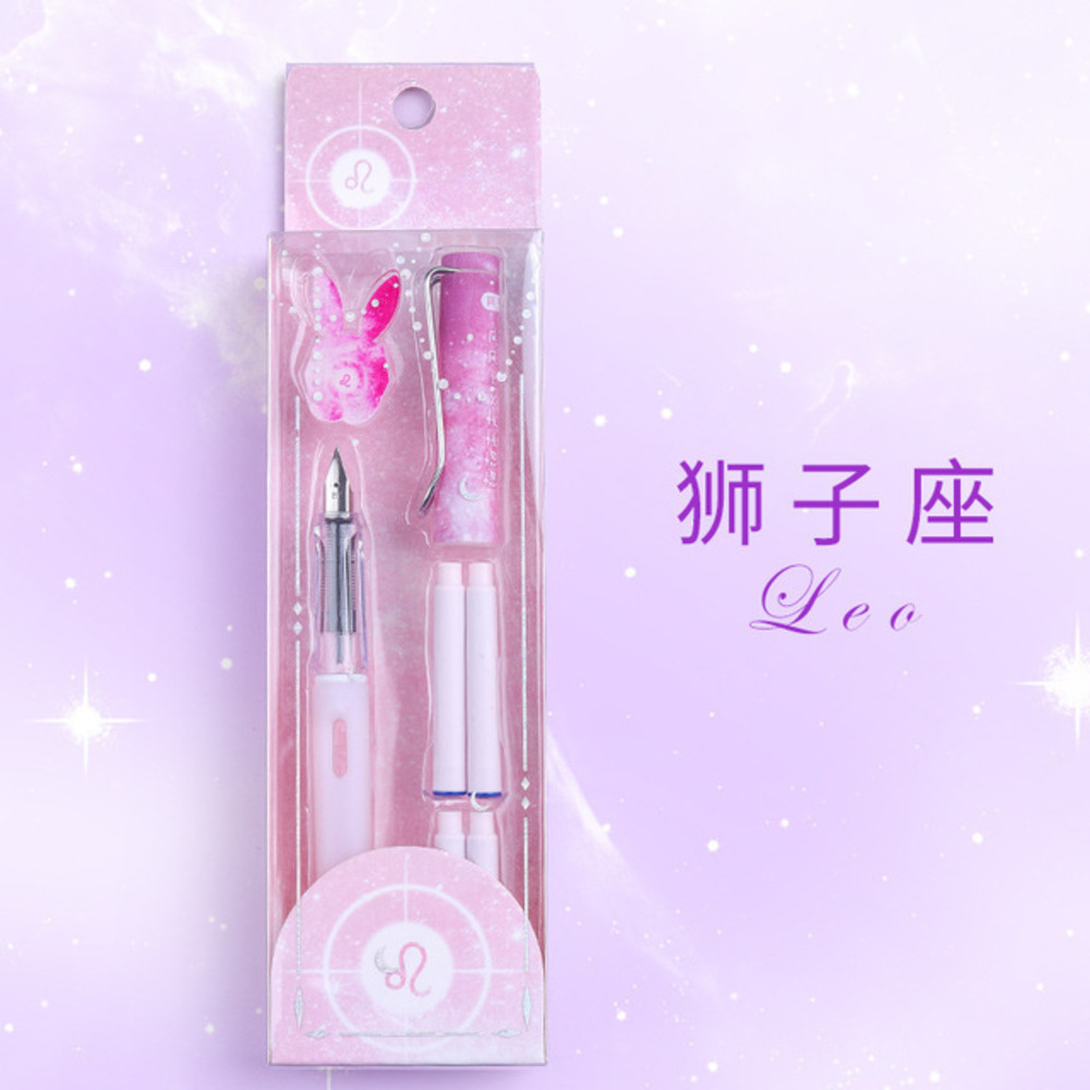 インクカートリッジ付き 12星座万年筆 ギフトセット EF ペン先筆記姿勢補正 か  しし座-EF｜しし座-EF - 画像2