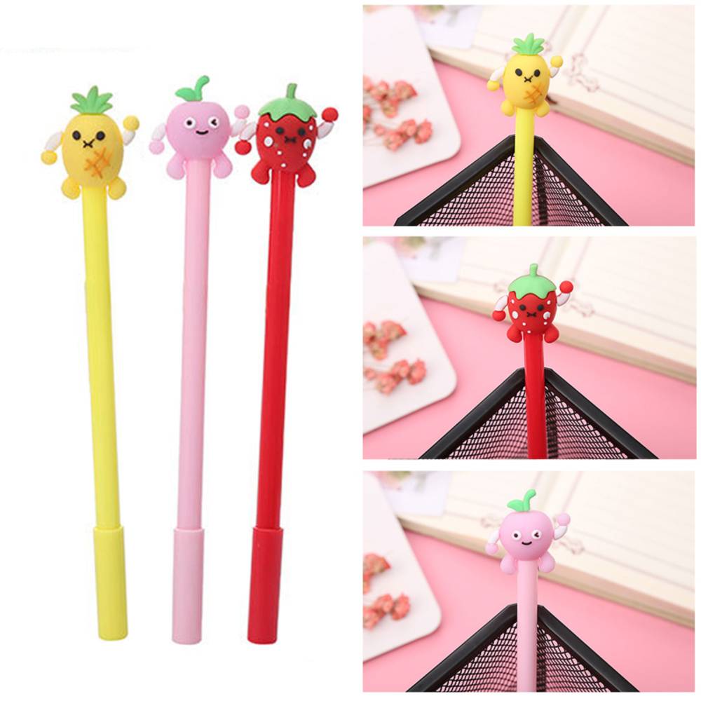 Fruit Character Ballpoint Pen Set, 3 pens, gel pen, Korean, cute, 3-piece set｜3-piece set - 画像3
